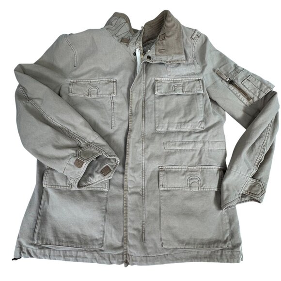 True Religion Other - True Religion Military Cargo Coat XXL Beige W/Faux Fur Lining Pockets *Read